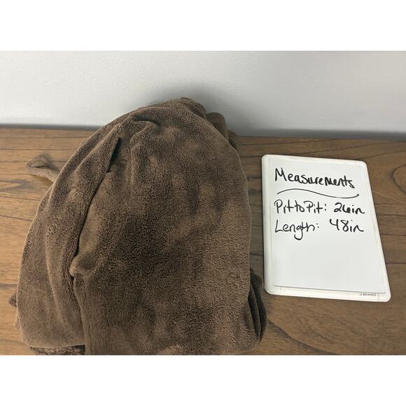 Restoration Hardware Plush Robe Unisex Lg Brown Belted Fleece Soft Pockets Cozy - Picture 7 of 7